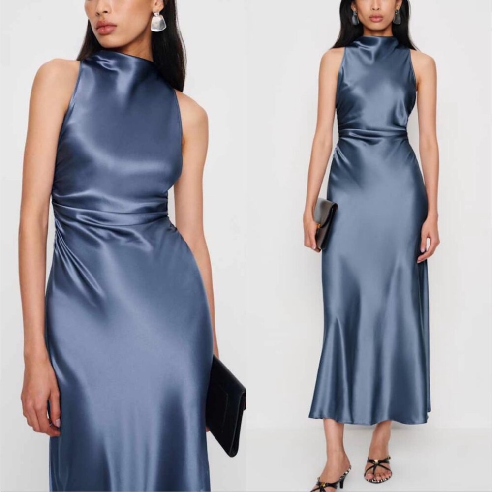 Reformation Cassette dress in 100% silk , Cornflower Blue